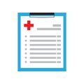 Medical checklist health check form on clipboard.