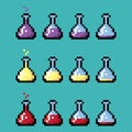 Medical chemical bottles with elixir in pixel style Royalty Free Stock Photo