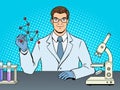 Medical chemist scientist pop art vector