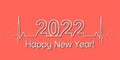 medical Christmas banner 2022 happy new year, vector wave cardiogram in the style of 2022, healthy lifestyle concept, 3D