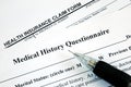 Medical claim form & medical history questionnaire Royalty Free Stock Photo