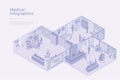 Medical Clinic center Isometric Flat white monochrome vector concept Royalty Free Stock Photo