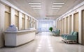 Medical clinic interior waiting area corridor with sofa for sitting Royalty Free Stock Photo