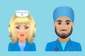 Medical clinic staff flat avatars of doctors, nurses, surgeon, a