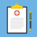 Medical clipboard icon. Flat style - stock vector Royalty Free Stock Photo