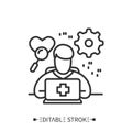 Medical coder line icon. Specific codes to define medical procedures.Editable vector illustration