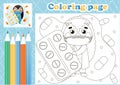 Medical coloring page for kids with cute hedgehog doctor with pills Royalty Free Stock Photo