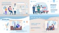 Medical Company Service Landing Page Flat Set