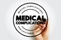 Medical complications - unfavorable result of a disease, health condition, or treatment, text concept for presentations and