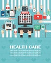 Medical computer online set with Hospital flat design. lorem ipsum is simply text