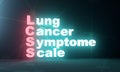 LCSS - Lung Cancer Symptome Scale acronym. Neon shine text. 3D Render Royalty Free Stock Photo