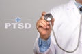 Medical Concept. Doctor holding a stethoscope and PTSD - post tr
