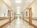Medical concept. Hospital corridor with rooms. 3d illustration Royalty Free Stock Photo