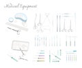 Collection Of Medical Equipments On White Background