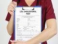 Medical concept about LDL CHOLESTEROL TEST with inscription on the sheet