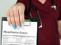 Medical concept meaning Myasthenia Gravis with phrase on the page