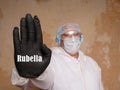 Medical concept meaning Rubella German Measles with inscription on the page