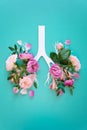 Medical concept of pink lilac flowers shaped in human lungs on blue background. Inflammation of the lungs concept, viral epidemic