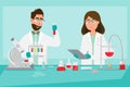 Medical concept. Scientists man and woman research in a laboratory lab