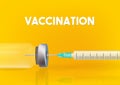 Medical concept Vaccination, vaccine vial dose flu shot drug needle syringe On background Vector medical illustration