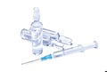 Medical conception: ampules and syringe with transparent vaccine Royalty Free Stock Photo