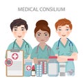 MEDICAL CONSILIUM Coronavirus Internet Doctor Vector Set Royalty Free Stock Photo