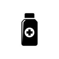 Medical Container, Pill Jar, Medicine Bottle. Flat Vector Icon illustration. Simple black symbol on white background. Medical Royalty Free Stock Photo