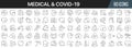 Medical and covid-19 line icons collection. Big UI icon set in a flat design. Thin outline icons pack. Vector illustration EPS10 Royalty Free Stock Photo