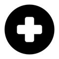Medical cross in a circle solid icon. Emergency cross vector illustration isolated on white. Plus glyph style design Royalty Free Stock Photo