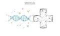 Medical cross DNA gene therapy concept. Medical consultation app. Web healthcare diagnosis geometric modern hospital