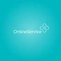 Medical cross emblem. Online medicine service logo. Telemedicine vector illustration. Distant doctor consultation app