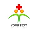 Medical Cross heart family health logo icon. vector illustration