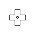 Medical cross with heart line icon Royalty Free Stock Photo