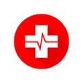 Medical cross with heartbeat icon. Vector illustration.