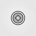 Medical cross icon in flat style. Plus sign, add icon, vector pharmacy design, addition button