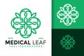 Medical cross leaf logo vector icon illustration Royalty Free Stock Photo