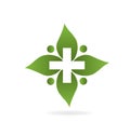 Medical cross leaf vector concept icon logo Royalty Free Stock Photo