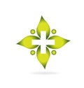 Medical cross leaf vector concept icon logo Royalty Free Stock Photo