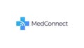 Medical cross logo. Online medicine sign. Plus symbol. Internet, wifi connection vector illustration. Distant healthcare