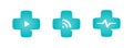 Medical cross logo set. Telemedicine icon collection. Modern online healthcare system emblem. Distance doctor