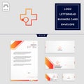 medical cross logo template and free letterhead, envelope, business card