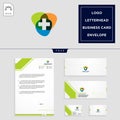 medical cross logo template and free letterhead, envelope, business card