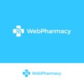 Medical cross logo. Web pharmacy emblem. Pharmaceutical company website icon. Medicine, pills, drugs, vitamins delivery Royalty Free Stock Photo