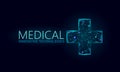 Medical cross symbol doctor online concept. Medical consultation app. Web healthcare diagnosis geometric modern hospital