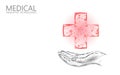 Medical cross symbol doctor online concept. Medical consultation app. Web healthcare diagnosis geometric modern hospital