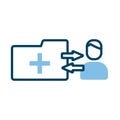 Medical cross symbol in folder and avatar half line style