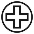 Medical cross symbol. Healthcare linear icon. First aid sign