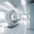 Medical CT or MRI Scan,MRI Scanner or Magnetic resonance imaging scanner machine in Hospital,AI generated Royalty Free Stock Photo