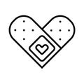 Medical cute illustration of band aid with a heart in outline style. Royalty Free Stock Photo