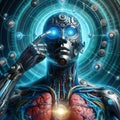 Medical cyborg with advanced biosensors, healing nanobots, ad s